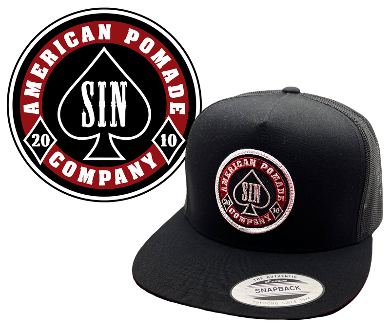 American Pomade SIN Hat · Trucker · Flat Bill Snapback · Black