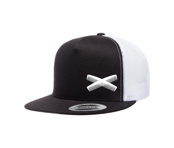 American Pomade CrossCombs Hat · Trucker · Flat Bill Snapback · Black/White